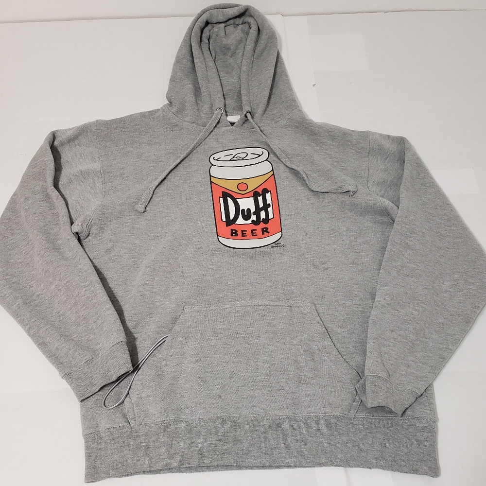 Simpsons Duff Beer Hoodie Sweater Sweatshirt pullover Men's medium gray - Picture 1 of 5